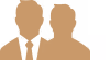 Silhouettes of two people facing forward on a white background.